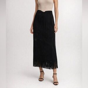 Vintage Cuir Zebra Leather Fringe Skirt Black Midi Western Size 12 Canada